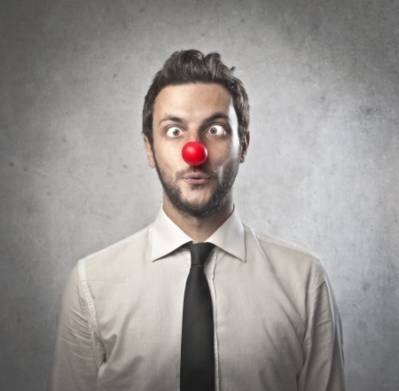 man with clown nose